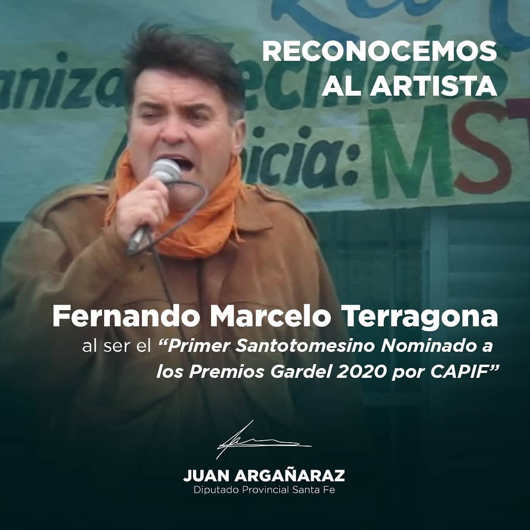 Fernando Marcelo Terragona, Primer Santotomesino nominado a los premios Gardel 2020