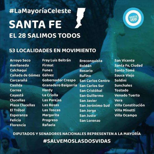 Este 28 de noviembre salimos todos a manifestarnos a las calles en 53 localidades diferentes de la provincia de Santa Fe