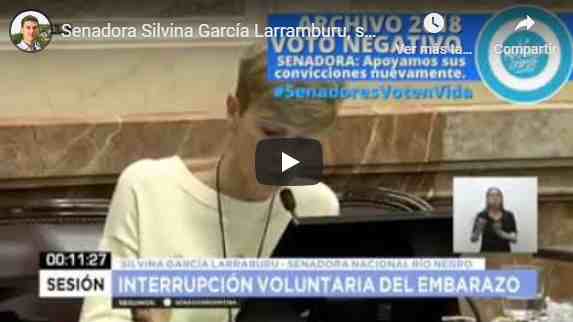 Senadora Silvina García Larramburu, seguimos confiando en sus convicciones y apoyándola en su decisión por la vida